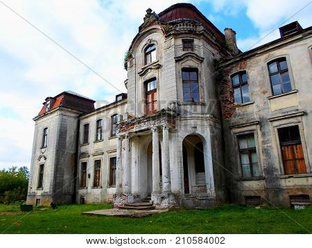 Abandoned palace in Belarus (Zheludok, Grodno region), built in the early twentieth century, example of Art Nouveau style