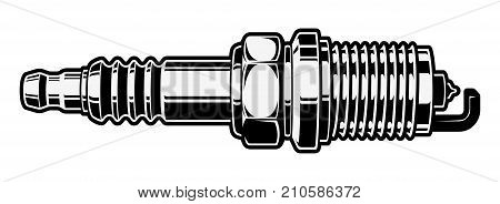 monochrome illustration of spark plug on white background (isolated)