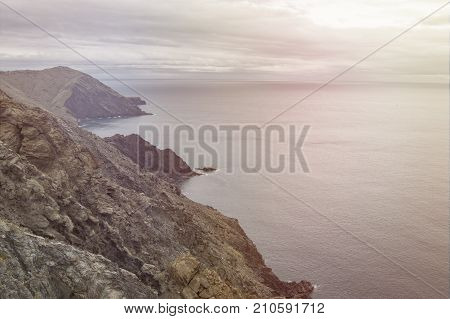 Cliffs Near Portbou On The Costa Brava, Girona