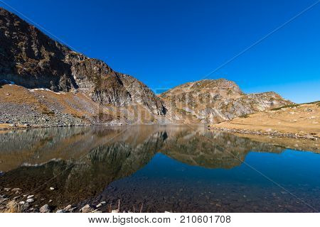 The  Kidney Lake Is One Of The Seven Rila Lakes. Rila Mountain, Bulgaria