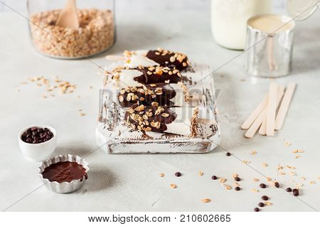 Ice Cream Coated With Chocolate