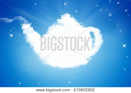 Kettle From The Clouds In The Sky. Tea Tme Idea.