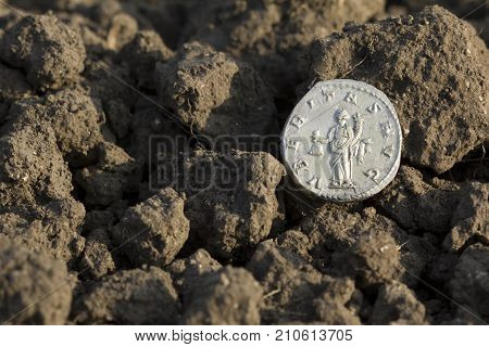 Roman Silver Coins Covered In Dirt