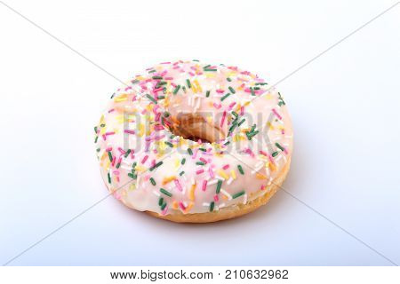 Homemade Traditional polish sweets doughnuts isolated on white background
