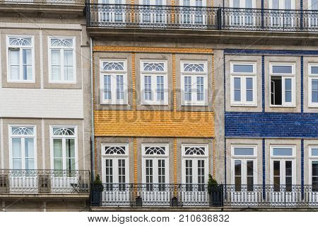Porto, Portugal - July, 2017. Houses Of Ribeira Square Located In The Historical Center Of Porto, Po
