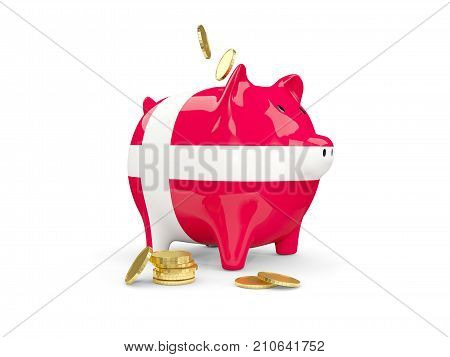 Fat Piggy Bank With Flag Of Denmark