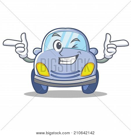 Wink cute car character cartoon vector illustration