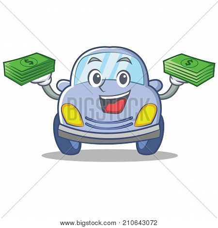 With money cute car character cartoon vector illustration