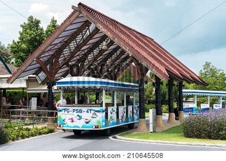 Koh Samui Island, Thailand - June 15, 2017: Unique Samui International Airport in the open air
