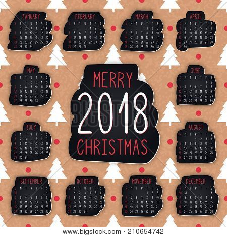 2018 calendar. It can be used for WEB or Print.
