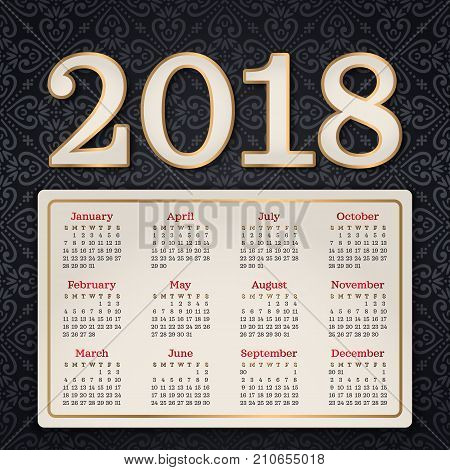 2018 calendar. It can be used for WEB or Print.