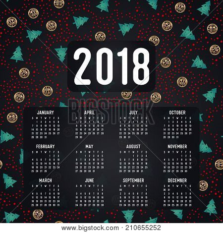 2018 calendar. It can be used for WEB or Print.