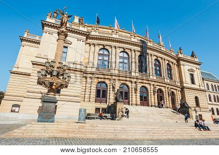 Prague, Czech Republic - September 29, 2017: The Building Of Rudolfiunum Concert Halls On Jan Palach