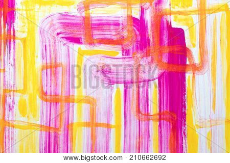 Abstract art background. Oil painting on canvas. Green and yellow texture. Fragment of artwork. Spots of oil paint. Brushstrokes of paint. Modern art. Contemporary art.
