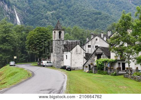 Traditional Rural Village Of Fontana On The Swiss Alps