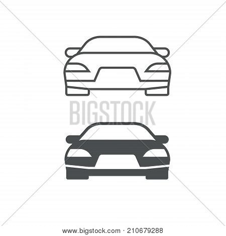 Vector car icon in flat and stroke style