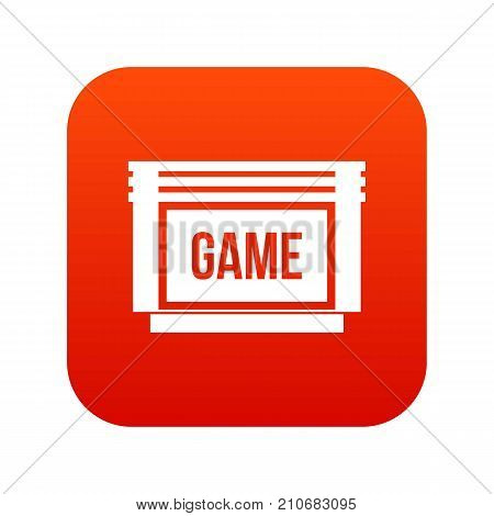Game cartridge icon digital red for any design isolated on white vector illustration