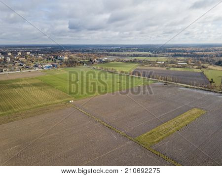 Field Near Lugovaya, Moscow Region. View From Above