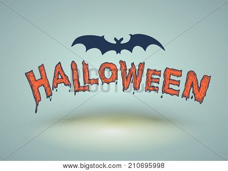 Halloween text drawn with bat. Vector illustration for Halloween card and poster.