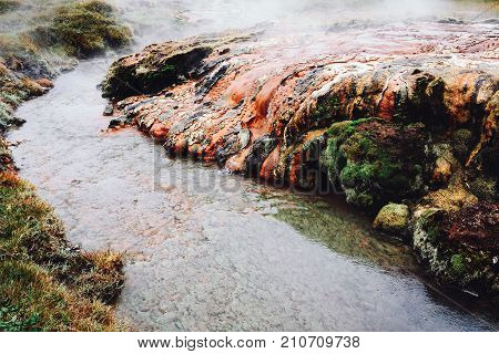 Hot river in reykjadalur valley in south Iceland.