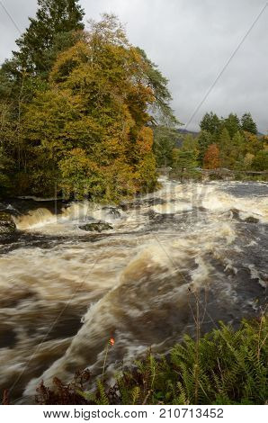 A view of the falls of Dochart at Killin