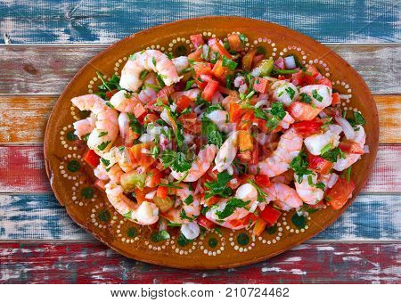 Mexican Ceviche recipe with shrimp seafood from Caribbean