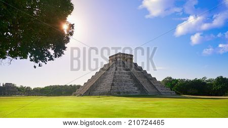 Chichen Itza pyramid El Templo Kukulcan temple in Mexico Yucatan