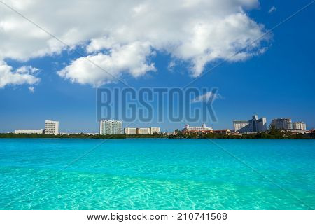Cancun Hotel Zone at Nichupte lagoon in Mexico