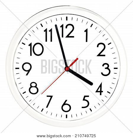 Black Wall Clock. Isolated On White Background.