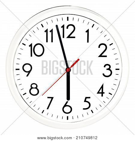 Black Wall Clock. Isolated On White Background.