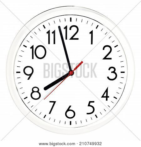 Black Wall Clock. Isolated On White Background.