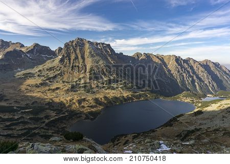 Autumn view of Kozi Wierch and Valley of Five Polish Ponds. Tatra Mountains.