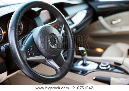 Interior View Of Car With Luxery Beige Salon