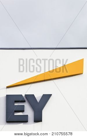 Horsens, Denmark - October 22, 2017: Ernst & Young building. Ernst & Young also called EY is one of the largest professional services firm in the world and is one of the Big Four accounting firms