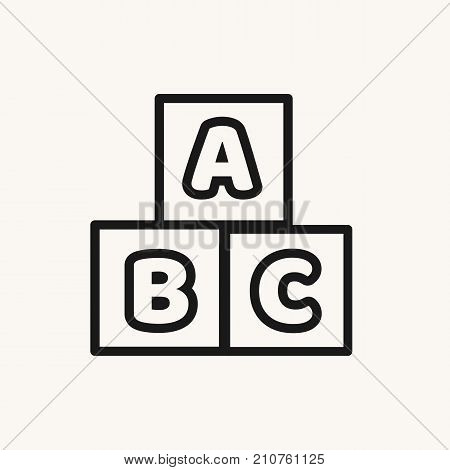 Alphabet cubes with letters A,B,C. Alphabet toy. Vector stock.