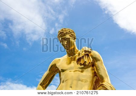 PETERHOF, SAINT-PETERSBURG, RUSSIA - JUNE 10, 2016: Meleager Of Belvedere. The sculpture of the Big cascade in Peterhof.