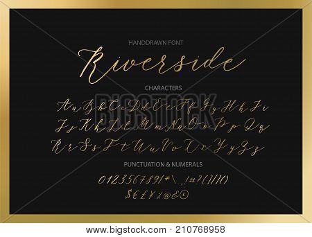 Riverside - handwritten Script font. Hand drawn brush style modern calligraphy cursive typeface. Vector Brush type set.