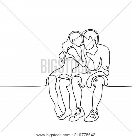 Young Couple In Love Sitting