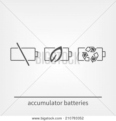 Simple Set Of Batteries Related Vector Line Icons. Contains Such Icons As Car Charge Station, Recycl