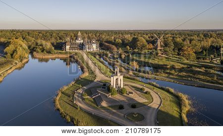 Aerial view of of Bells Palace in Gifhorn, Lower Saxony, Germany