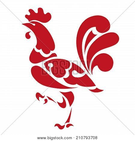 Red rooster symbol of chinese calendar new year