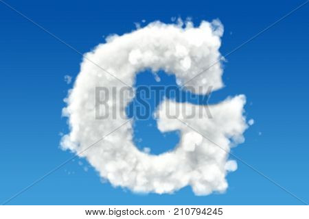 Letter G alphabet from clouds in the sky. 3D rendering