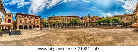 Panoramic View Of Plaza Mayor, Poble Espanyol, Barcelona, Catalonia, Spain