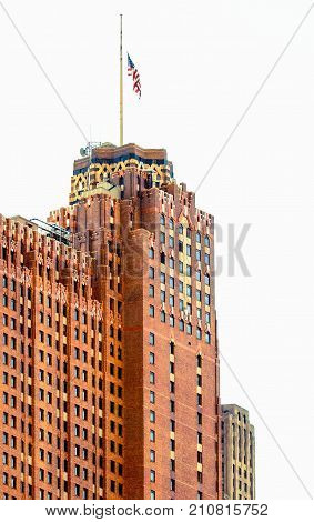 Detroit MI USA - 2 October 2016: The Guardian Building is a landmark skyscraper in the United States located at 500 Griswold Street in Downtown Detroit Michigan within the Financial District.