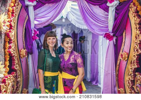 BALI, INDONESIA - OCTOBER 23, 2017 Wedding ceremony balinese wedding Indonesia