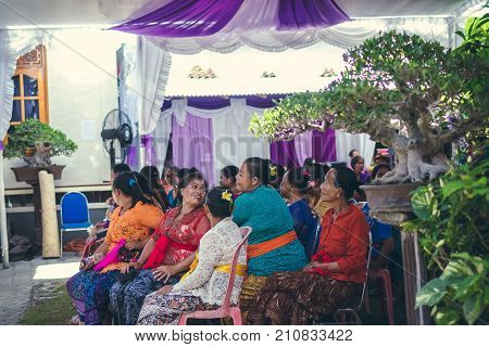 BALI, INDONESIA - OCTOBER 23, 2017 Wedding ceremony balinese wedding Indonesia