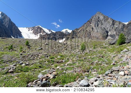 View On Glacier Aktru. Altai Republic. Russia