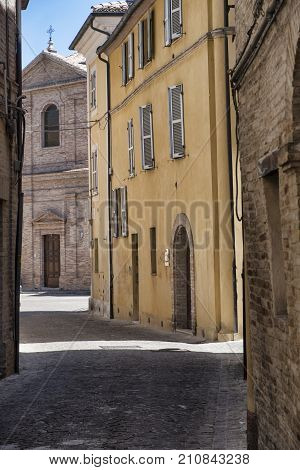 Montefano (Macerata Marches Italy) old buildings in the historic town