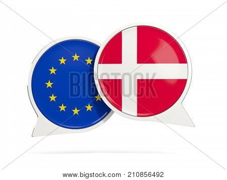 Chat Bubbles Of Eu And Denmark Isolated On White
