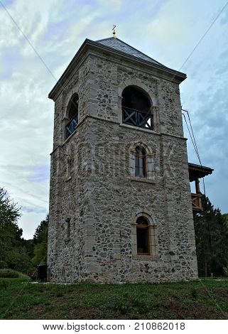 Stone tower at monastery Staro Hopovo, Serbia